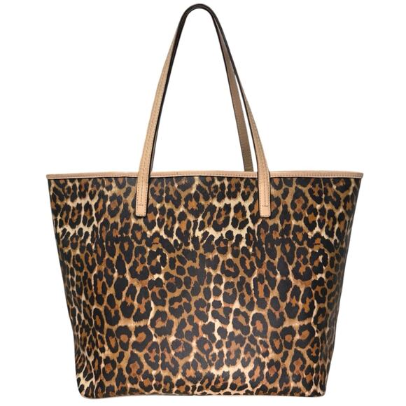 Coach Leopard Cheetah Animal Print City Tote Coated Canvas Leather Trim Work - Picture 2 of 9